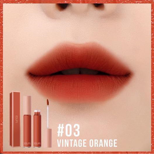 Son kem lì màu cam đất eglips velvet fit tint 03 vintage orange - hàn quốc