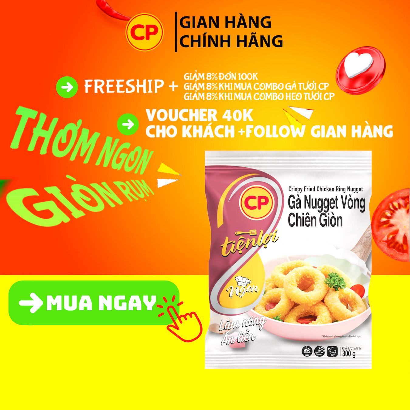 [2h] Gà nugget vòng chiên giòn cp 300g - gà rán giá rẻ