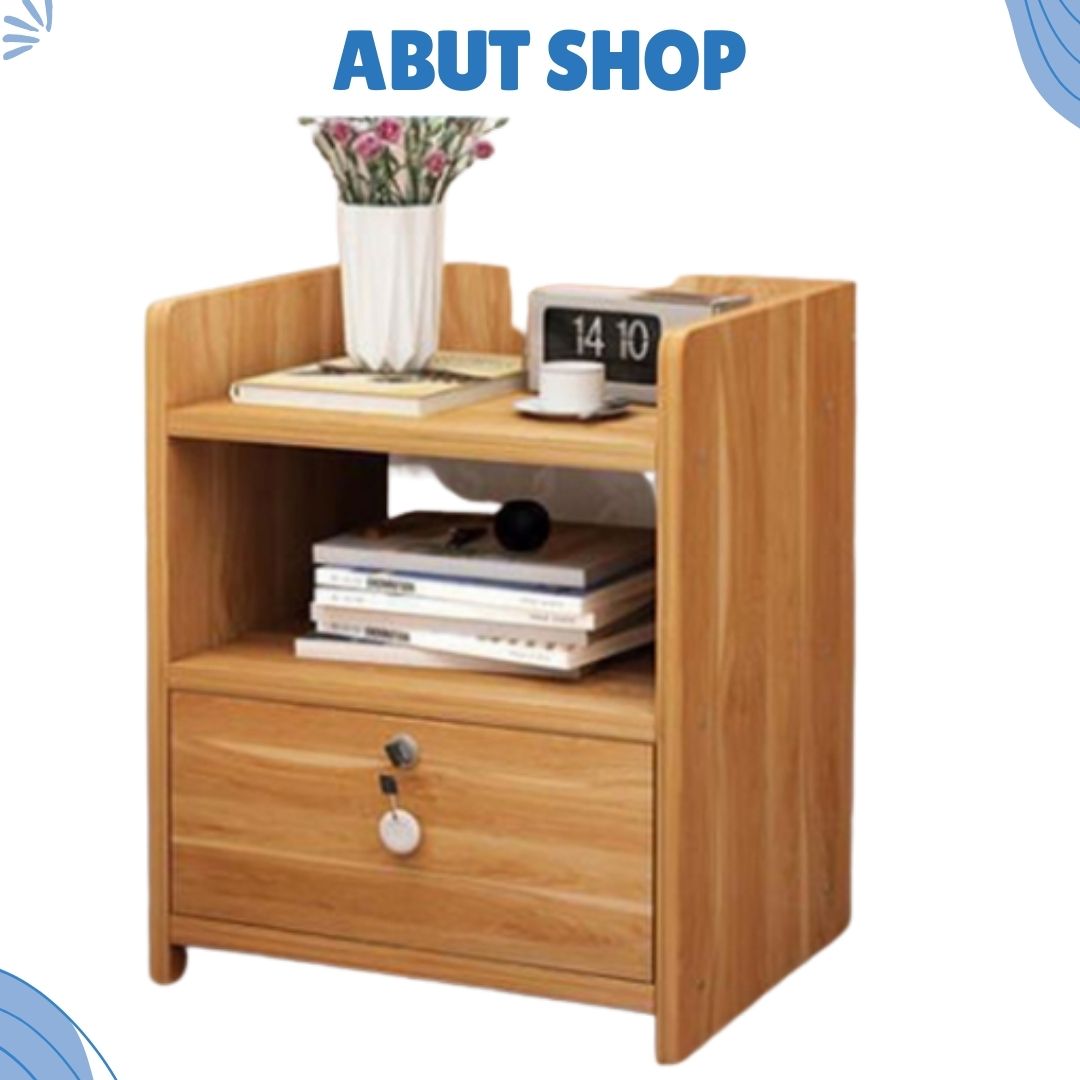 Tủ đầu giường gỗ có khóa bảo mật, kệ đầu giường gỗ cao cấp