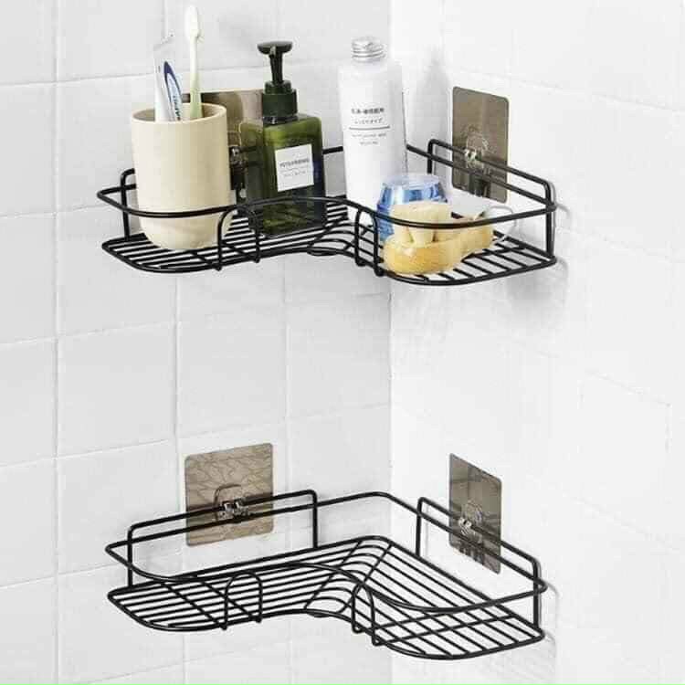 Kệ góc sắt đen dán tường siêu chắc chắn