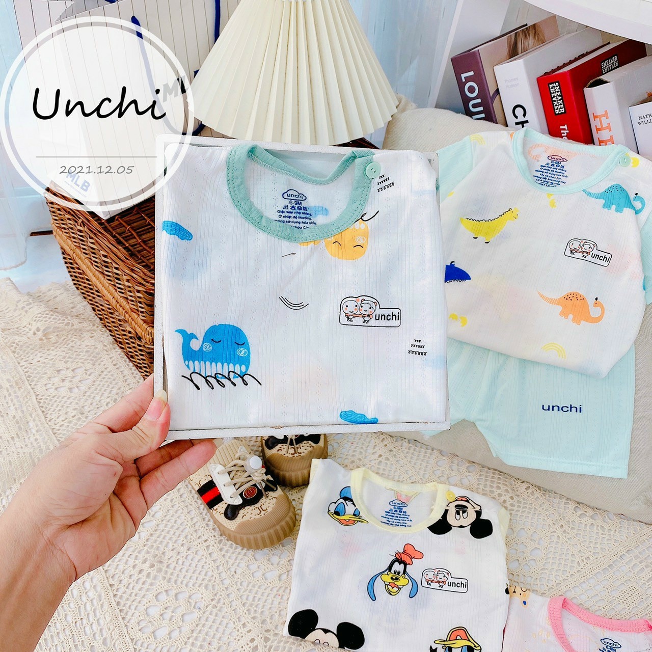 [CHÍNH HÃNG UNCHI ] Bộ Quần Áo Cộc Tay THÔNG HƠI Chất Đẹp Co Giãn 4 Chiều, Mềm Mịn Thấm Hút Mồ Hôi cho bé trai/ gái 3-14kg - BCT - TK0350 / Bộ cộc tay / bộ quần áo trẻ em