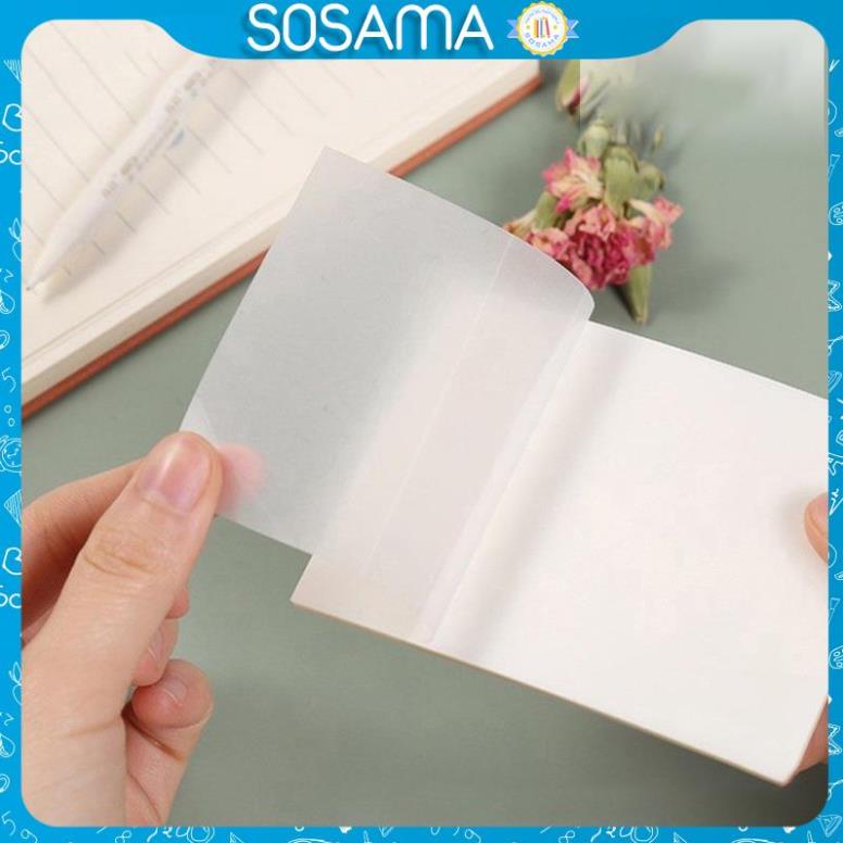 Giấy ghi chú MILASO giấy note ghi nhớ trong suốt nhiều màu 50 tờ 75 x 75mm SSN-001364