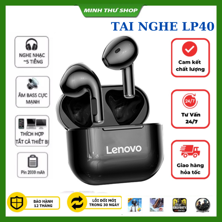 Tai nghe bluetooth Lenovo LP40 Tai nghe bluetooth không dây có Mic