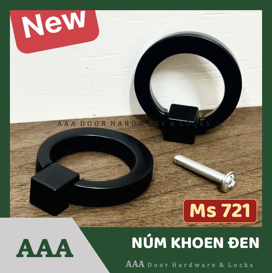 Núm Khoen ĐEN - Tay nắm khoen tủ - Núm khoen Đen dùng cho hộc tủ, tủ bếp, tủ quần áo