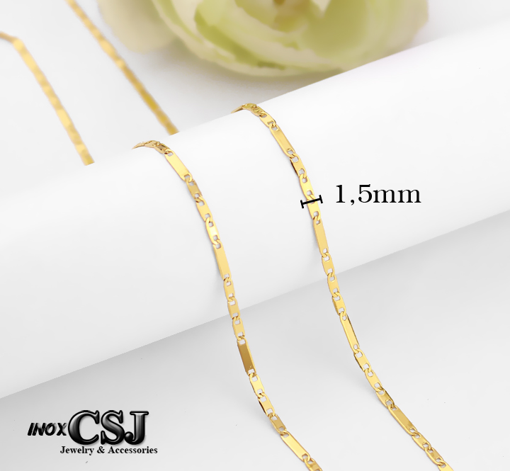 [HCM]DÂY CHUYỀN INOX MẠ VÀNG KIỂU DẸP 1.5MM DN135