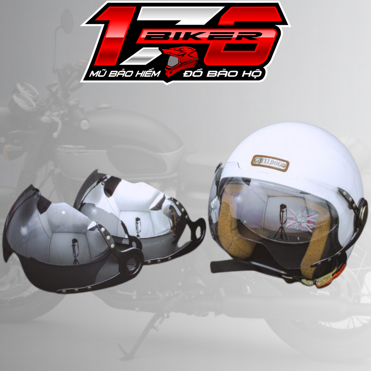 Kính chắn thay thế mũ bảo hiểm 3/4 bulldog pom - biker 176 - nón bảo hiểm & dầu nhớt vũng tàu