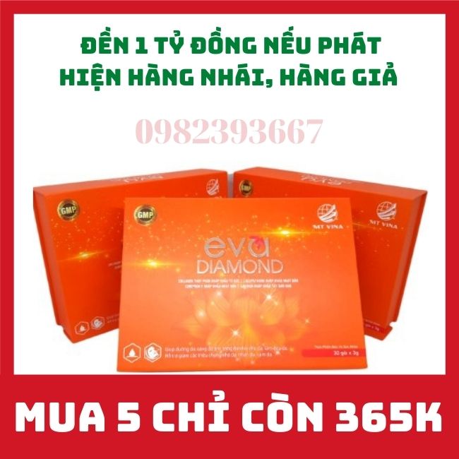 Combo 5 thải độc đẹp da eva diamond - 100% hết khô hạn, da đẹp, dáng xinh, bảo vệ sức khỏe phụ nữ