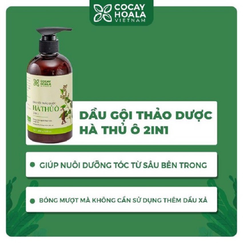 Dầu gội thảo dược Hà Thủ Ô COCAYHOALA chai 450g