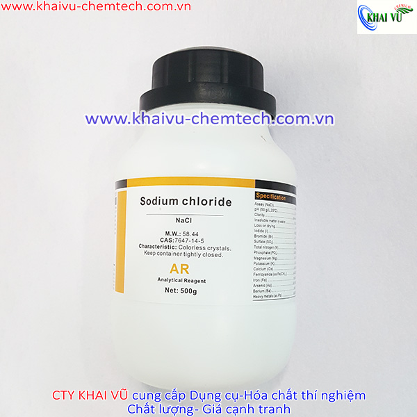 Sodium chloride NaCl tinh khiết phân tích thí nghiệm chai 500g hãng Xilong
