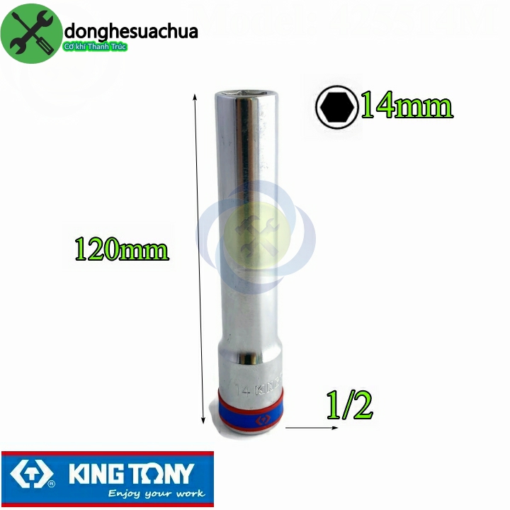 Tuýp 14mm dài 120mm loại 1/2 có 6 cạnh kingtony 425514m