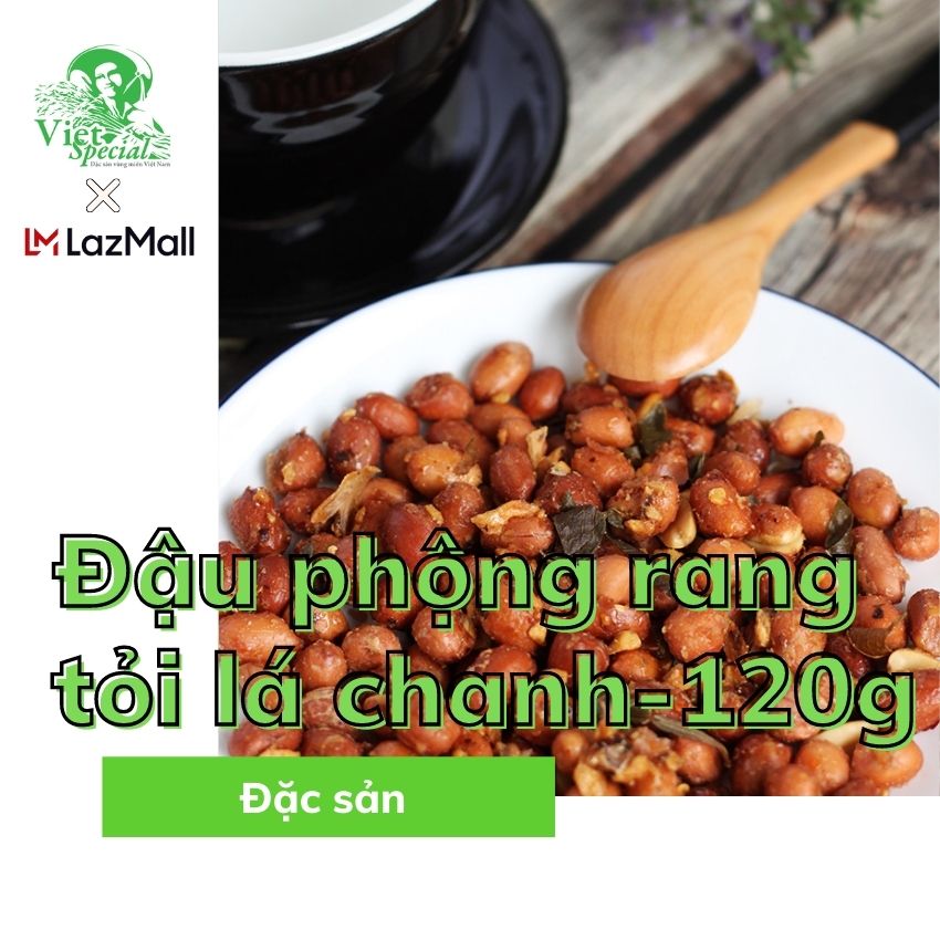 Đồ ăn vặt Đậu phộng rang tỏi lá chanh VietSpecial 120g . Đồ ăn vặt Việt Nam, bánh kẹo ăn vặt, bánh ăn vặt
