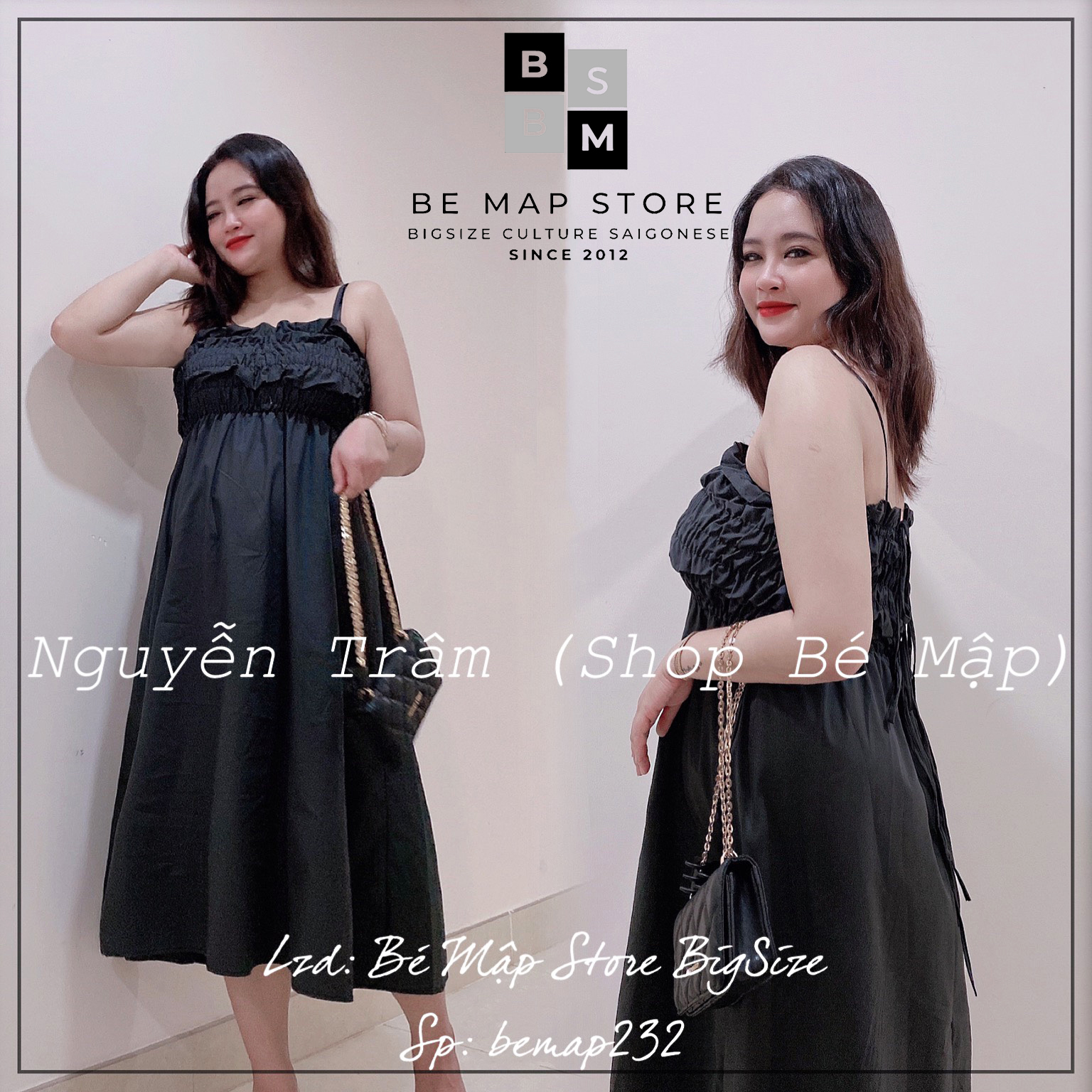 Đầm maxi 2 dây nhún ngực cột dây bigsize 60-85kg