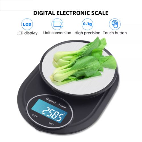 Cân điện tử digital electronic scale, cân thực phẩm nhà bếp, có các loại 3kg-0.1g, 5kg-1g, 10kg-1g điều khiển cảm ứng, chống nước tốt, ki