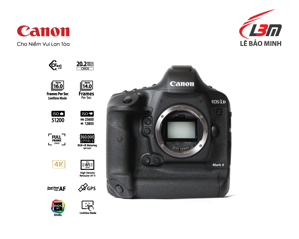 [voucher 9% max 1,5tr][GIFT- Đồng Hồ] Máy ảnh Canon EOS 1DX MII body - Chính Hãng Lê Bảo Minh