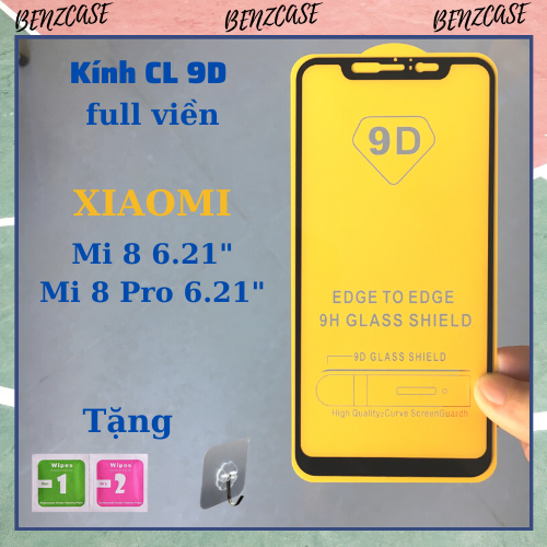 Kính cường lực Xiaomi Mi 8 / Mi 8 Pro, 9D FULL KEO Full viền Đen độ cứng 9H chống rơi bể màn hình