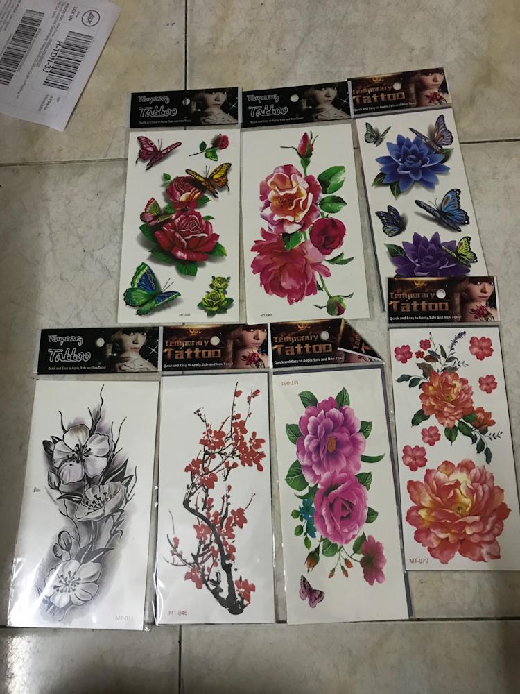 Combo 7 tấm hình xăm dán hoa xinh khoe sắc thắm 10×20cm (Tặng ngay 1 tấm đồng size khi mua 2 combo)