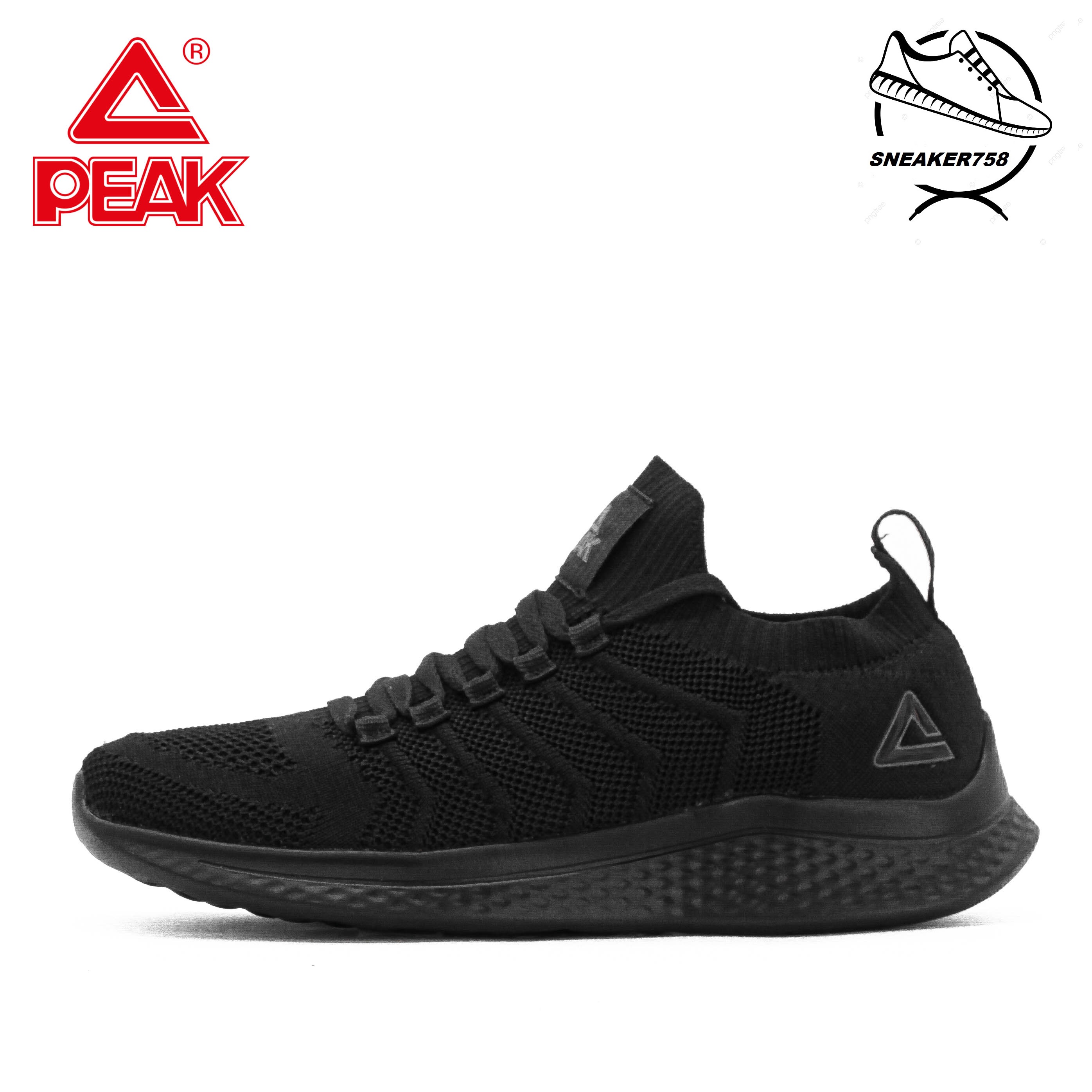 Giày chạy bộ nam/nữ peak running p-motive ew2207h – màu đen all black