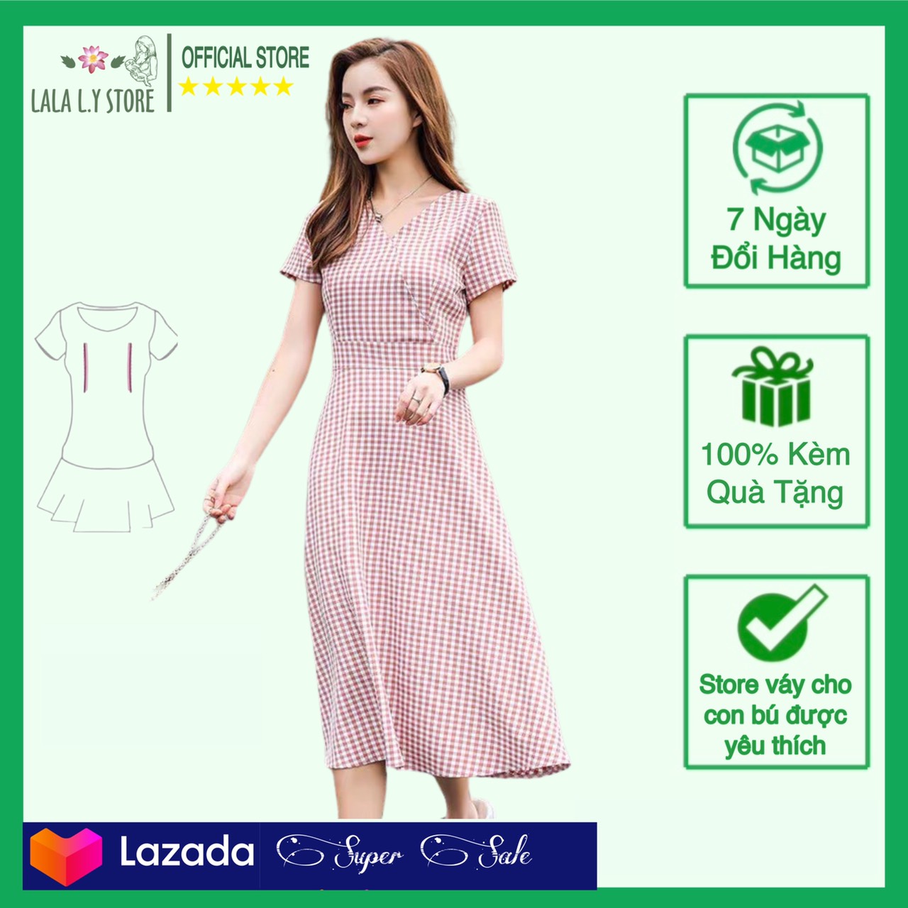 Váy sau sinh cho con bú, váy cho con ti khoá dọc, bst2021 lsv035 lala l.y store