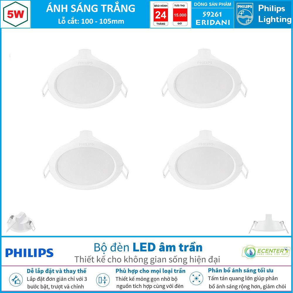 Đèn led âm trần 5w philips downlight 59261 eridani d100