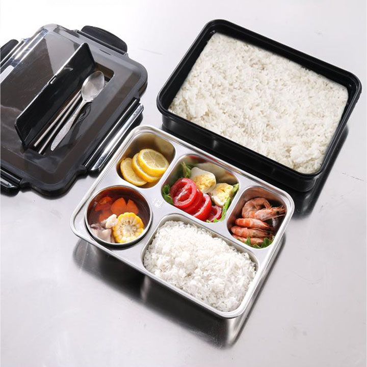 Hộp, khay đựng cơm văn phòng 5 ngăn inox - hộp cơm văn phòng nhiều ngắn