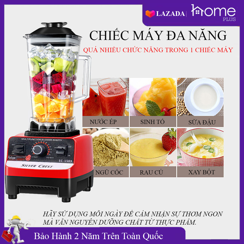 Máy xay sinh tố công nghiệp công suất lớn động cơ khoẻ thiết kế bộ 6 lưỡi dao thép không gỉ chuyên dụng đa chức năng, máy xay hoa quả đa năng 2 cối riêng biệt. Bảo hành 2 năm lỗi đổi mới trong 7 ngày đầu nhận sản phẩm.