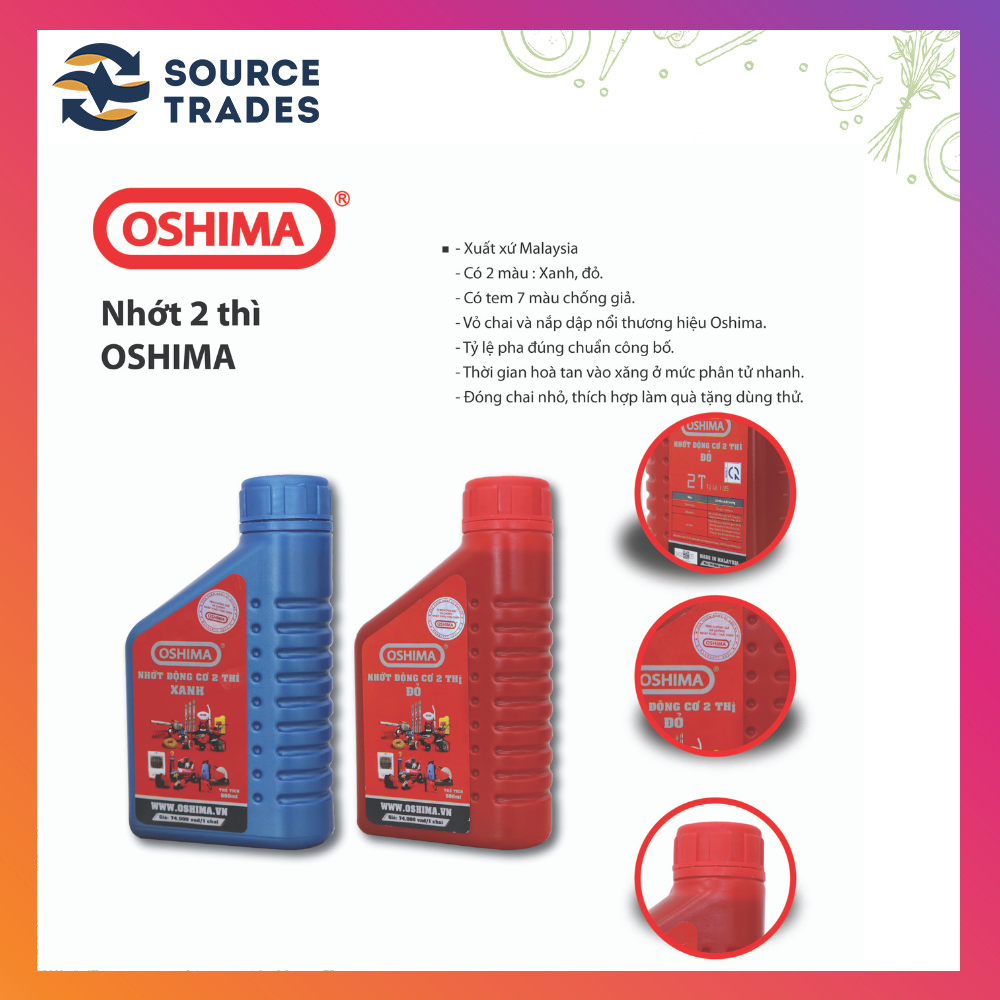 Nhớt Oshima chai 500ml cho động cơ nổ máy cắt cỏ đầu kéo 2 thì