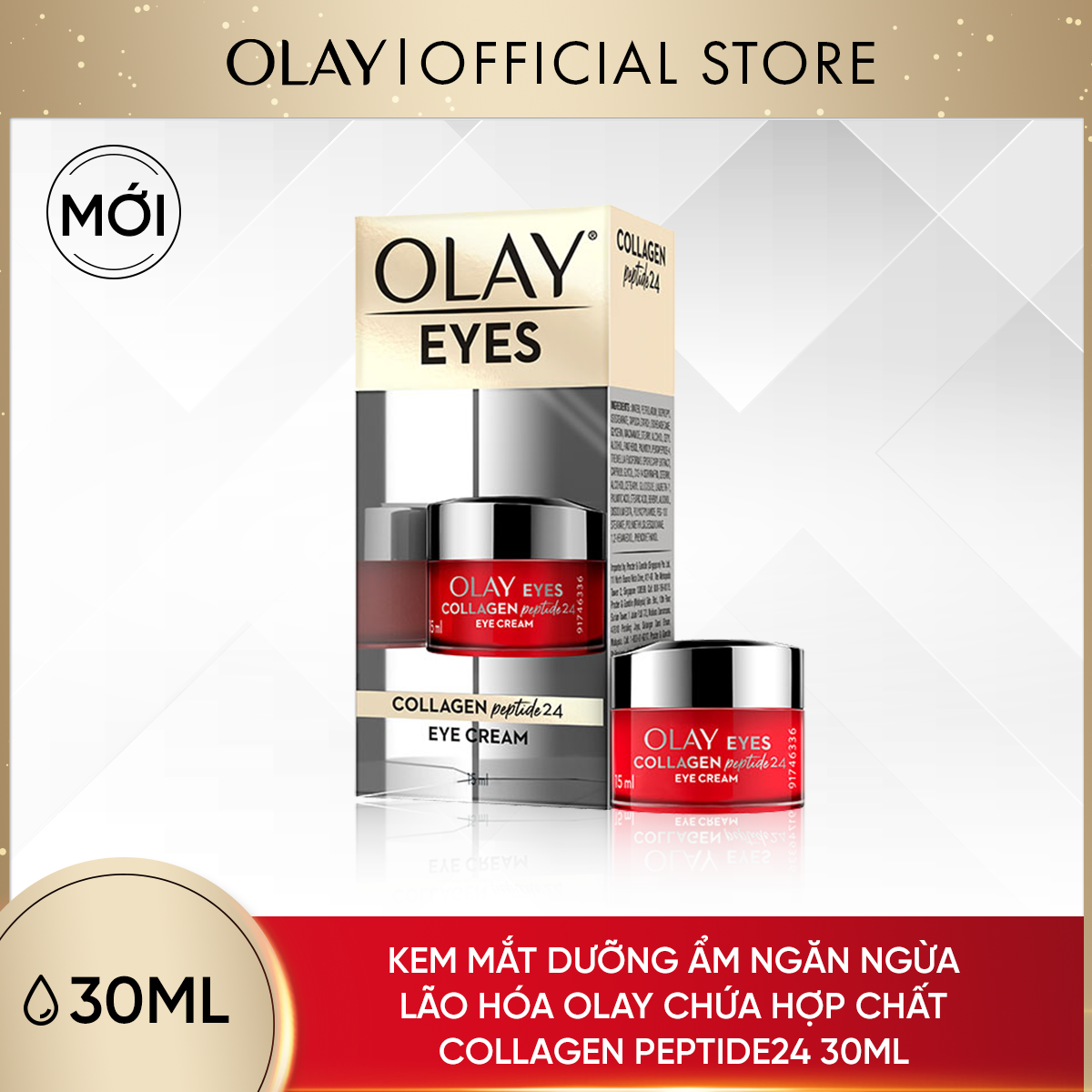 [25-30.11 DEAL SỐC ĐƠN 449K TẶNG 3 QUÀ] Kem Mắt OLAY Collagen Tái Tạo Da Căng Bóng Và Trắng Mịn 15ml [Số lượng quà có hạn]