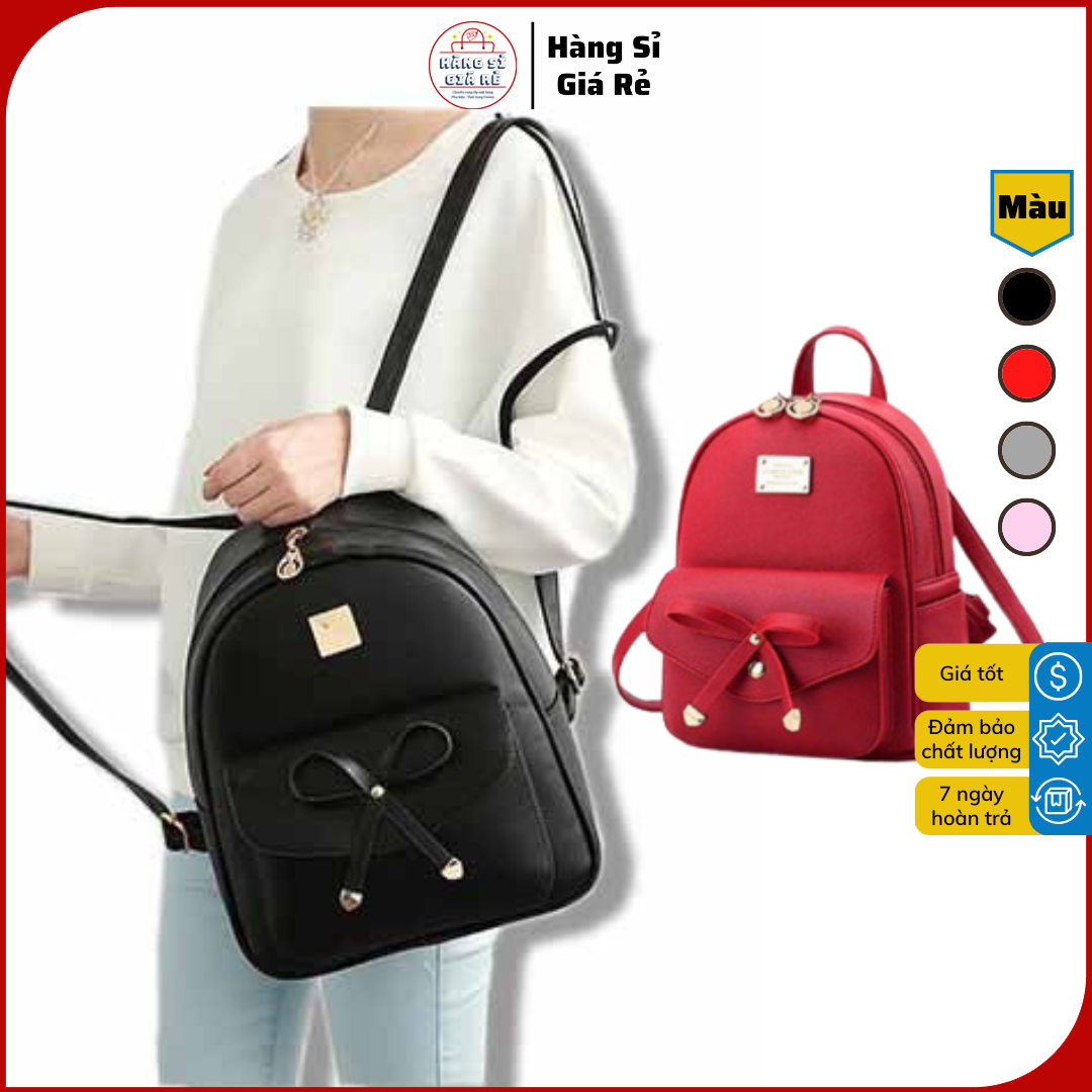 ?? LOẠI TỐT - GIÁ SỈ ?? BALO DA NỮ KẾT NƠ SIÊU XINH 2 NGĂN TÚI CHO BÉ SIZE 23X25CM ĐI CHƠI DU LỊCH ĐỰNG ĐỒ