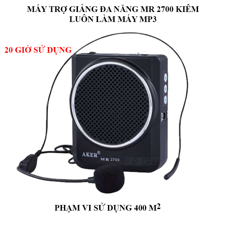 Loa trợ giảng đa năng mr 2700 kiêm làm máy nghe nhac mp3. phạm vi sử dụng 400 mét vuông