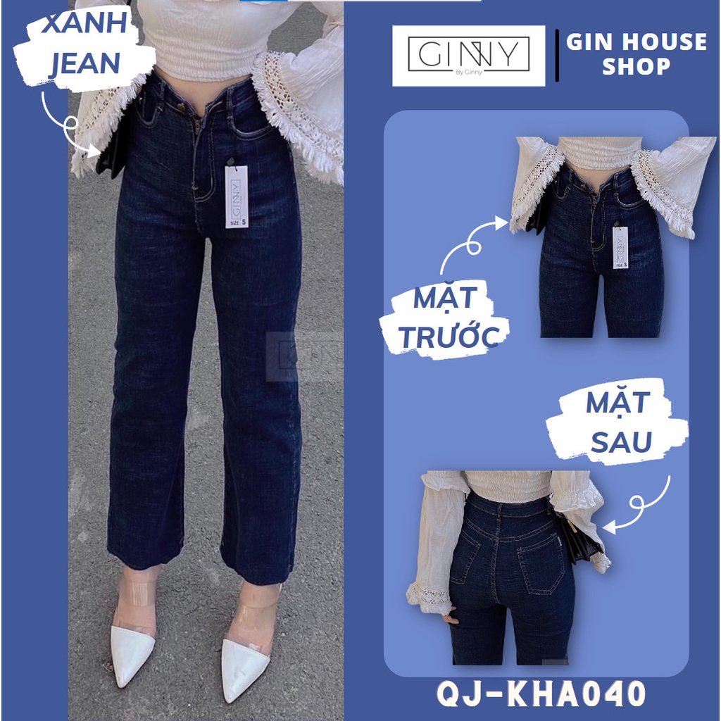 Quần jean nữ lưng cao co giãn có túi kha040 ginny | quần bò cạp cao skinny jeans trơn dài basic