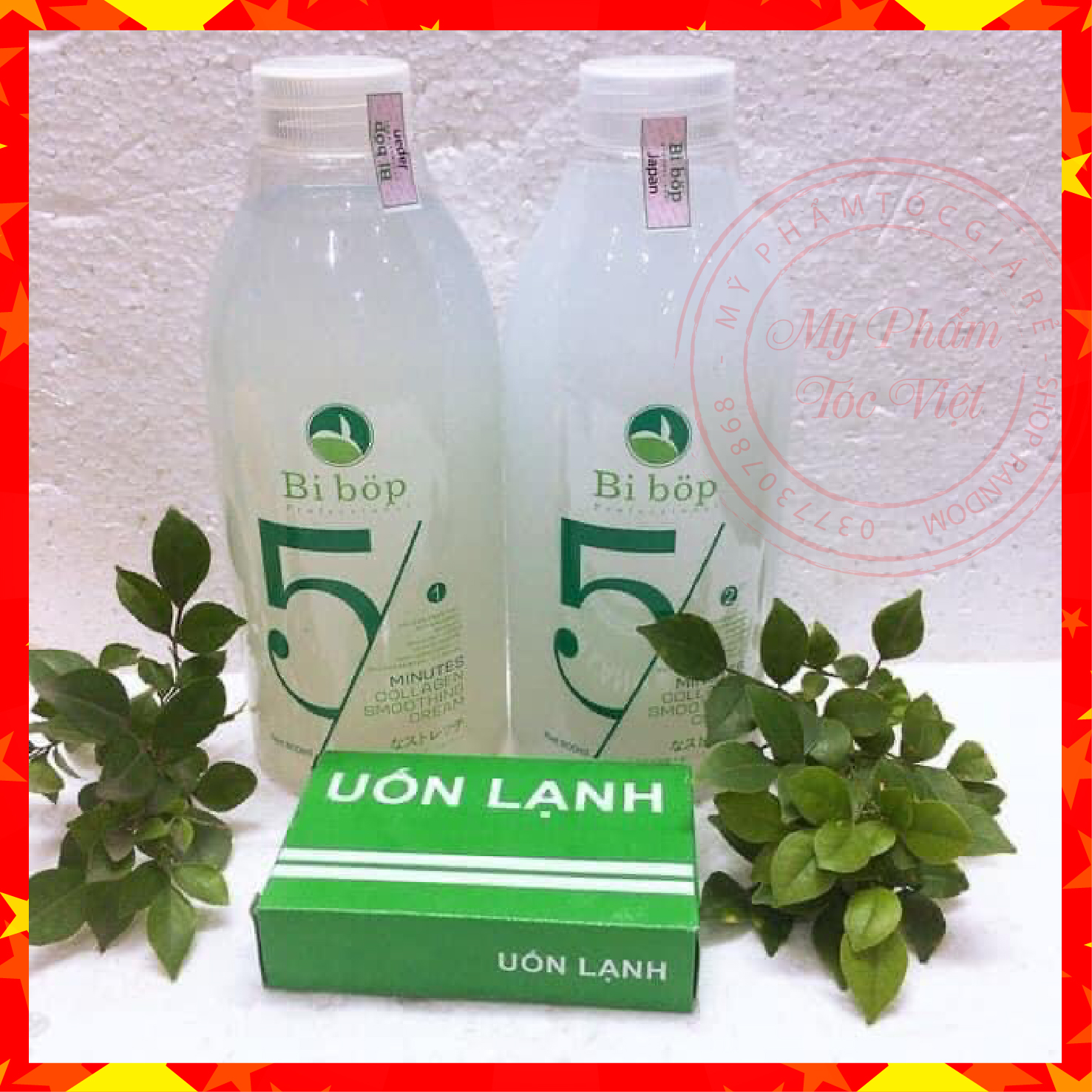 Cặp thuốc uốn lạnh BIBOP dung tích 800ml x2 tóc bóng sóng căng