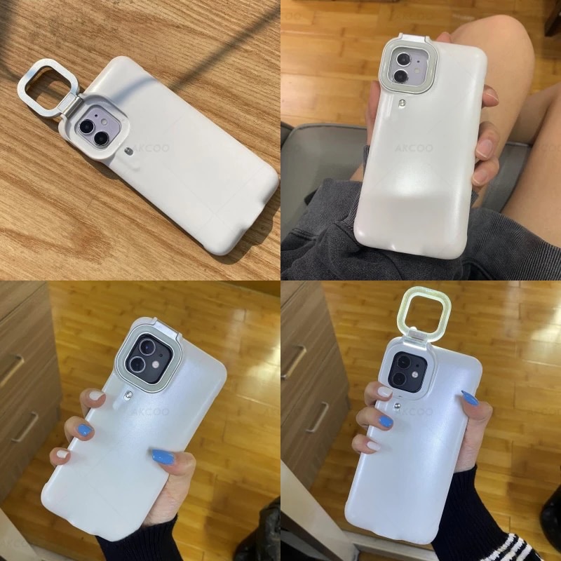 for iPhone 11 Ring Light Cases with Flash Led Fill light for Shot Fashion Case for iPhone 7 8 Plus XR 12 Pro Ringlight