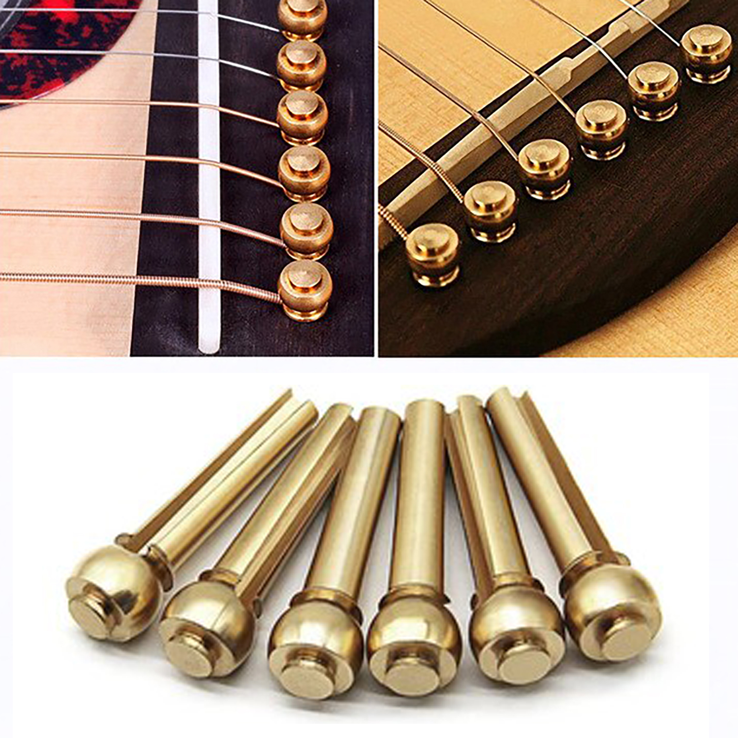 Bộ 6 chốt gài dây đàn Guitar bằng đồng 100%