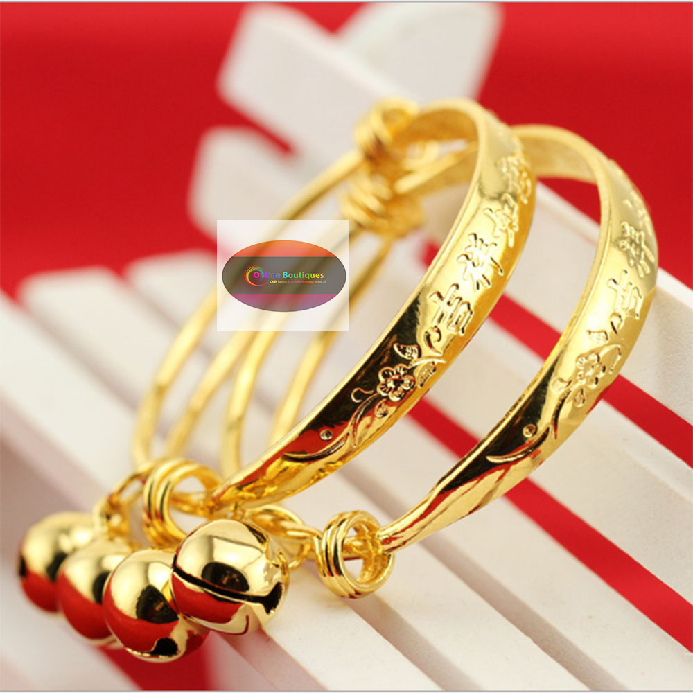 Lắc Tay , Lắc Chân Cho Bé Yêu 2 Chuông Cực Xinh,Cực Yêu mạ vàng 24k - Món Quà Dành Tặng Bé Yêu