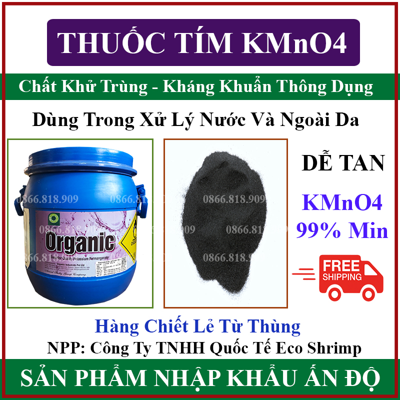 400g- Thuốc Tím Ấn Độ( KMnO4) xử lý nước, Sát khuẩn ,diệt khuẩn ao hồ cá #túi 400g