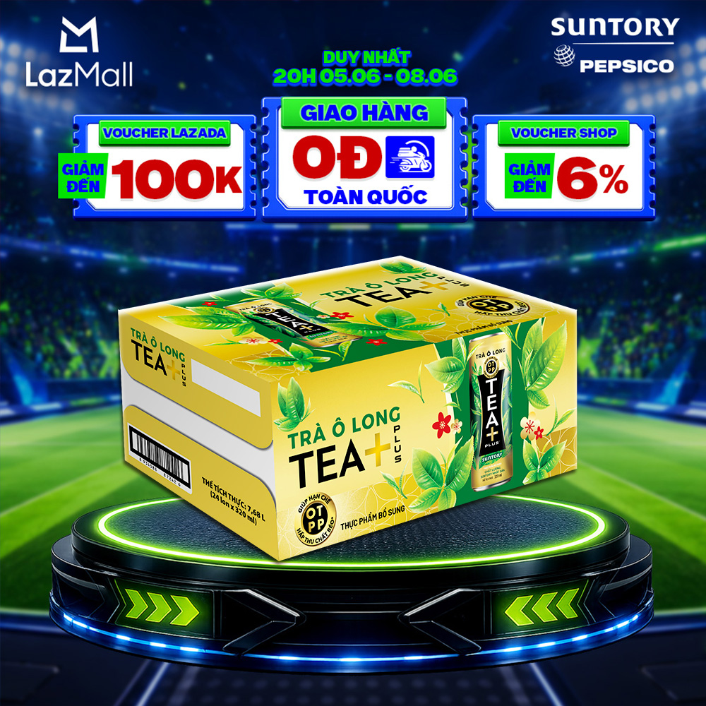 [SALE 6.6] Thùng 24 Lon Trà Ô long Tea+ (320 ml/lon)