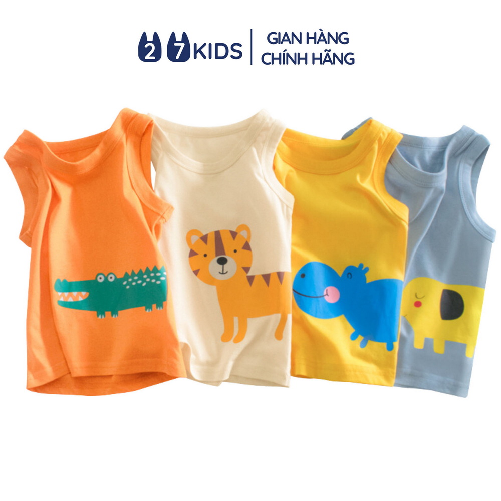 Áo thun ba lỗ bé trai 27kids áo 3 lỗ sát nách nam vải cotton cho trẻ từ 2-10 tuổi bstt1 bstt1