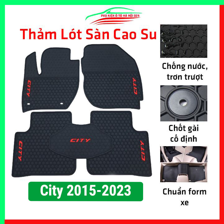 Thảm lót sàn ô tô cao su theo xe HONDA CITY 2015-2023, thảm trải sàn xe hơi không mùi, chống trơn trượt, mài mòn tốt