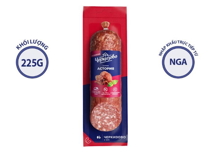 Date 06/24 Salami hun khói nhập khẩu Nga 225gr, xúc xích xông khói