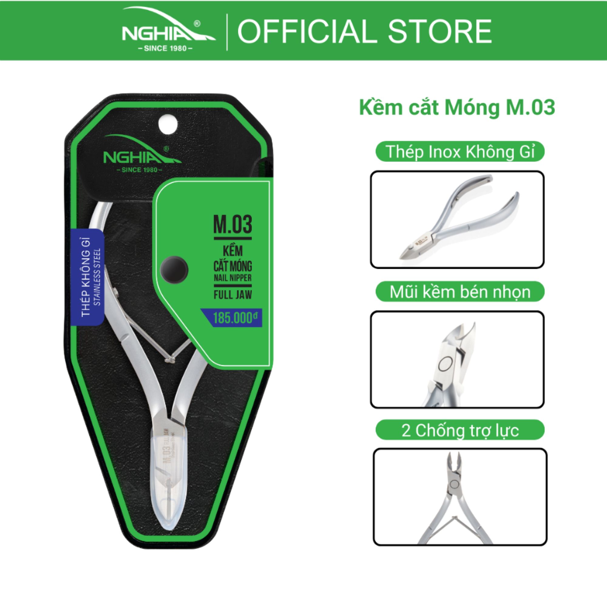 Kềm Cắt Móng 2 Chống Thép Không Gỉ KỀM NGHĨA M.03