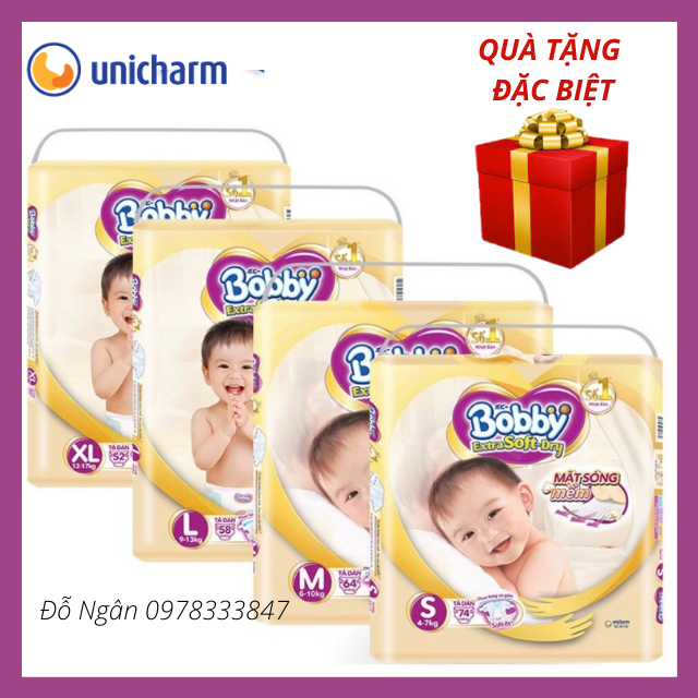[HCM][QUÀ TẶNG CHO MỖI GÓI] 1 Bịch Bỉm/Tã Dán Bobby Vàng Siêu Mềm L58 Siêu Mềm Siêu Thấm Cho Bé Từ 4kg Đến 15Kg (HSD: T11/2022-2023)