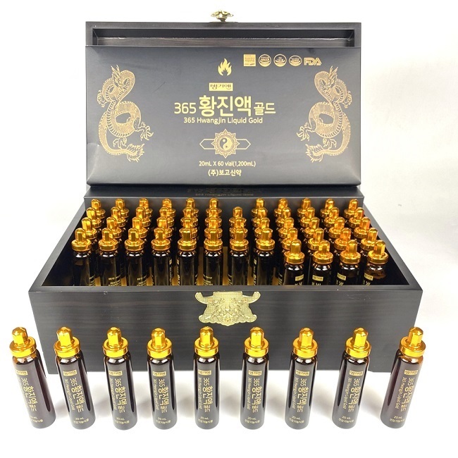 Nước chiết xuất hồng sâm đông trùng hạ thảo 365 hwangjin liquid gold hộp gỗ 60 ống x 20ml