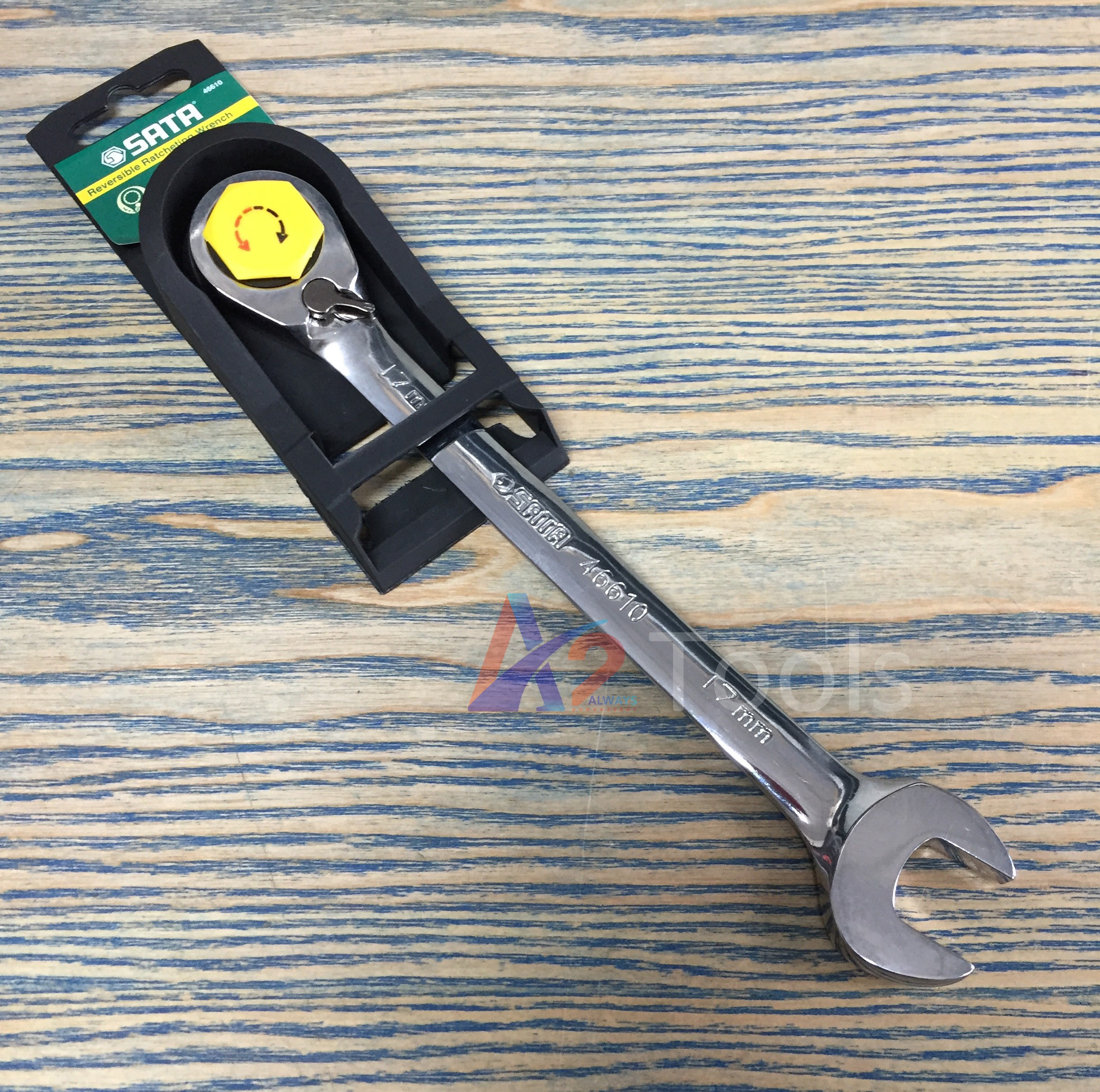 Cờ lê vòng miệng tự động đảo chiều 17mm Sata 46610