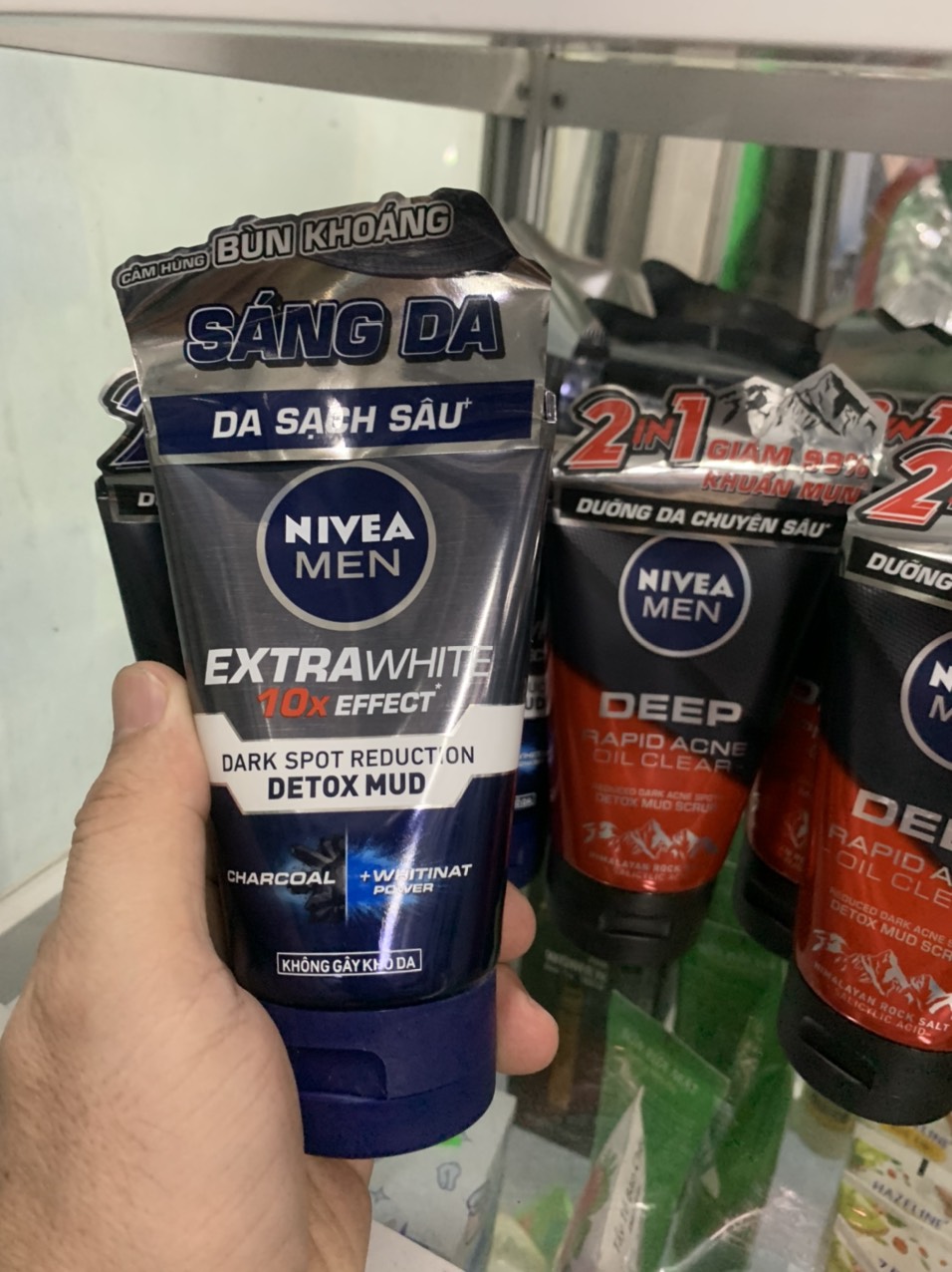 Sữa rửa mặt nam nivea detox mud men bùn khoáng sáng da mờ thâm 100g