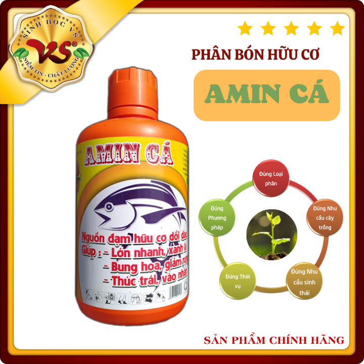 Amin cá hữu cơ lá xanh dày, tăng ra hoa, lớn trái, quả bóng đẹp - 1 lít