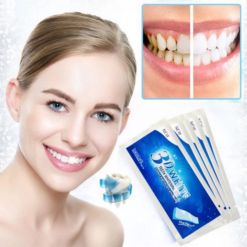 [HCM]Miếng dán trắng răng  3D White tẩy trắng răng， Tiện Dụng Chất Lượng Cao