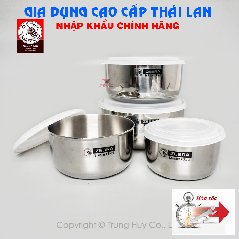 Bộ 04 hộp inox có nắp zebra 184106