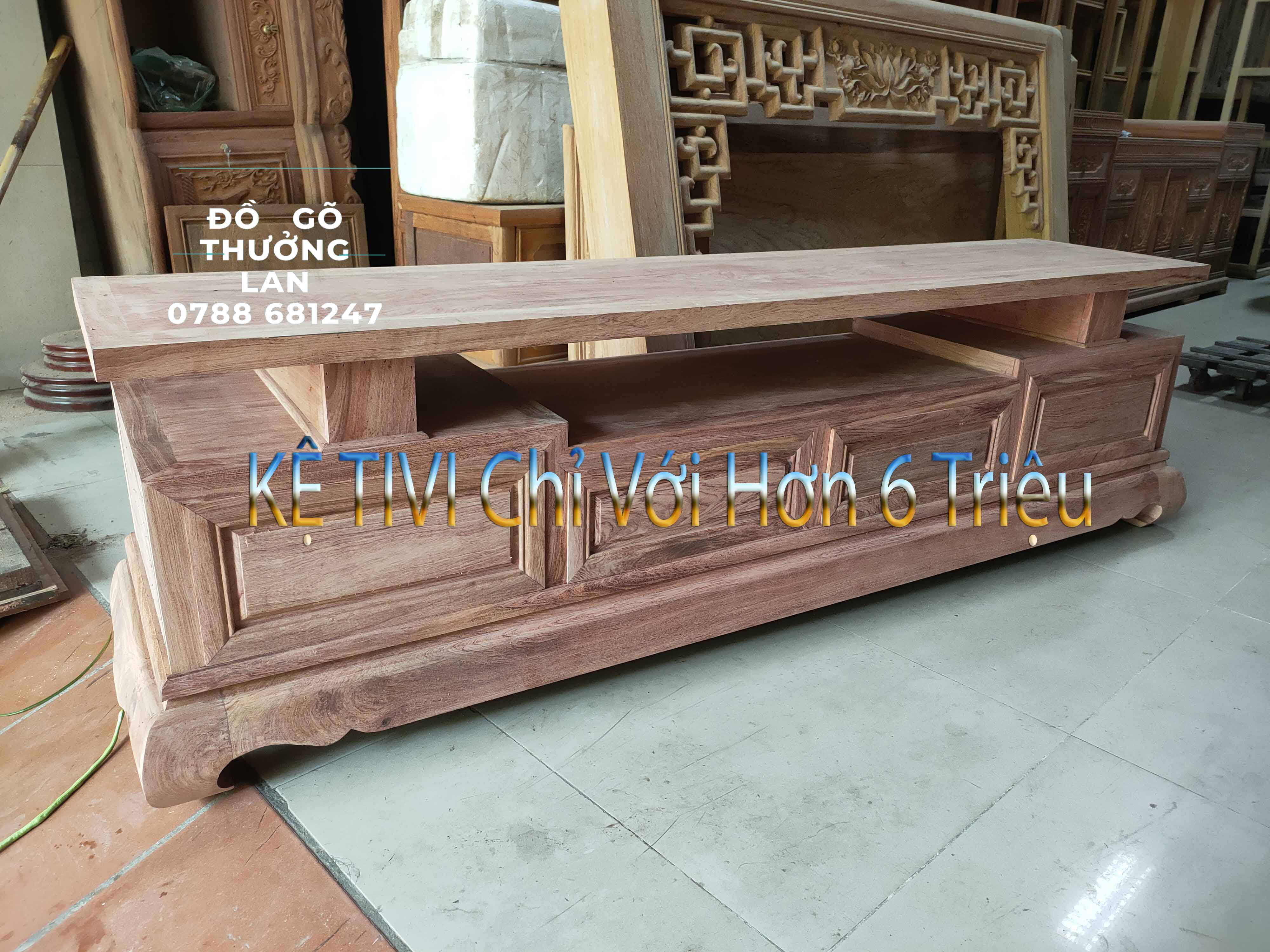 Tủ Kệ tivi Sofa gỗ hương đá 200x42x55,kệ kê tivi / Đồ Gỗ Thưởng Lan bày đồ