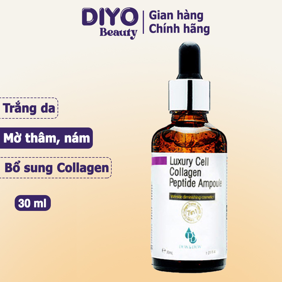 Serum Dew&Dew Luxury Cell Collagen Peptide Ampoule 30ml dưỡng da, giảm nám và tàn nhang Hàn Quốc