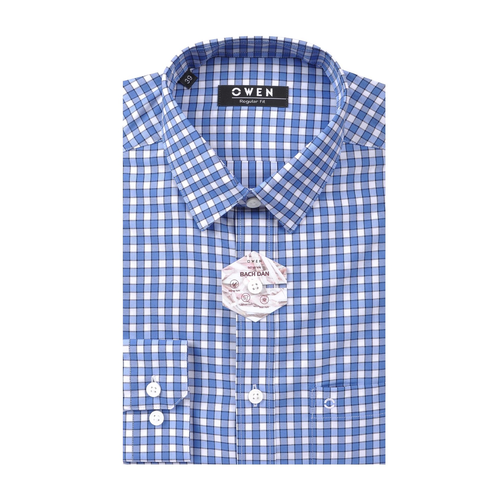 Áo sơ mi dài tay Owen - AR22142DT dáng Regular vải sợi Bạch Đàn